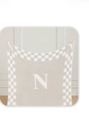 Initial Blanket 40x40 in Beige and White - initial N